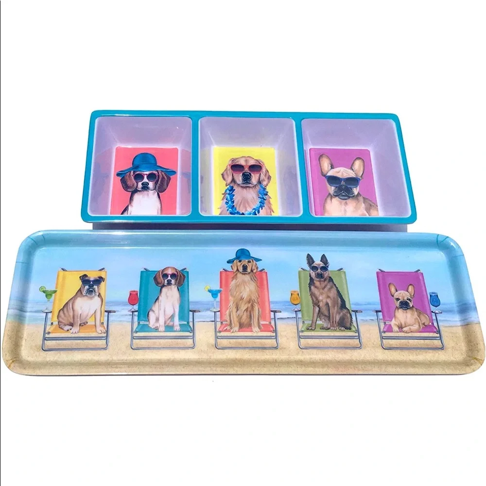 Two (2) Nantucket Summer Beach Dogs Serving Trays